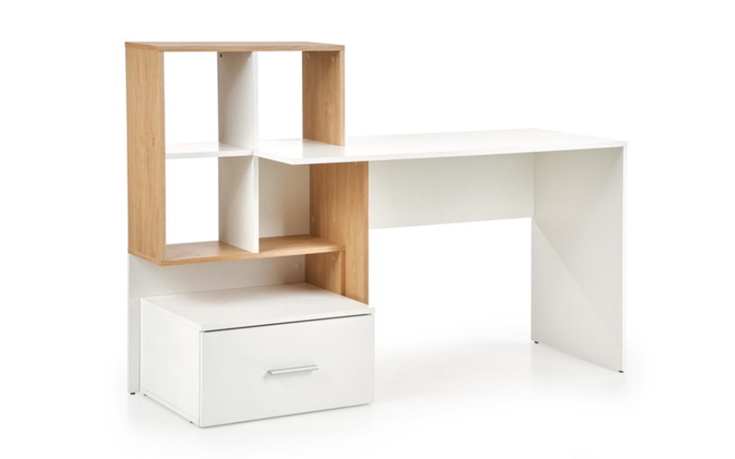 Desk + bookcase Fabriano, golden Craft oak + white  2